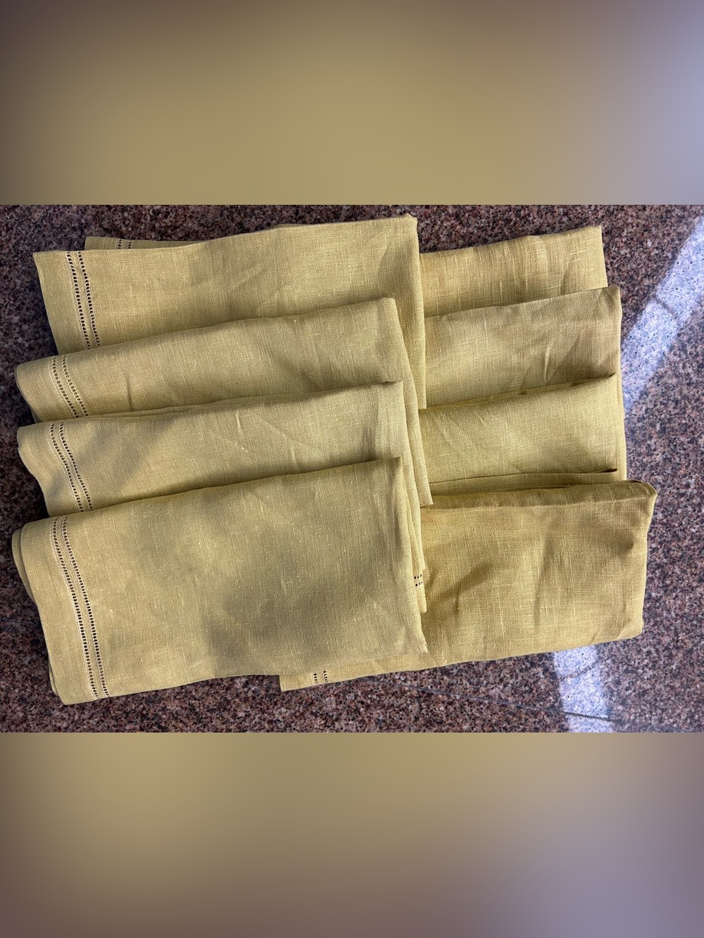 Williams Sonoma 100% linen napkins made in Russia set of eight golden